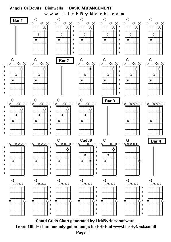 Chord Grids Chart of chord melody fingerstyle guitar song-Angels Or Devils - Dishwalla   - BASIC ARRANGEMENT,generated by LickByNeck software.